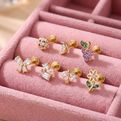 G23 Titanium Gold Filled 16G Cartilage Earring, 6mm 8mm - color: Floret, Gold, size: 6MM