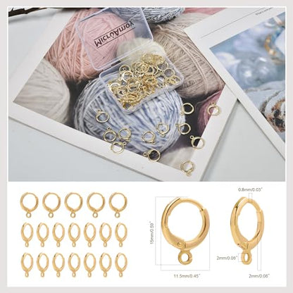 60pcs 14K Gold Filled Hoop Huggie Earring Hooks,Hypoallergenic Dangle Tarnish Resistant Gold Lever Back Earring Hooks Earwire for Jewelry Making Supplies (Gold) - color: Gold