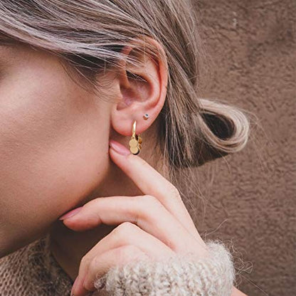 LOYATA Gold Huggie Hoop Earrings 14K Gold Plated Dainty Small Simple Hypoallergenic Jewelry Gift for Women - style: Wafer-1