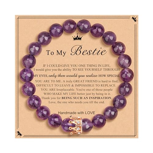 JoycuFF Woman Birthday Gifts Idea Friendship Gifts For Women Best Friends Besties Aunt Female Mom Daughter Granddaughter Gf Anniversary Christmas Graduation Healing Stone Crown Gifts For Her - style: 2.My Bestie Gift-Dream Amethyst