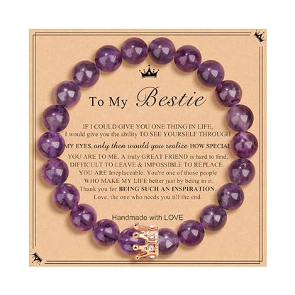 JoycuFF Woman Birthday Gifts Idea Friendship Gifts For Women Best Friends Besties Aunt Female Mom Daughter Granddaughter Gf Anniversary Christmas Graduation Healing Stone Crown Gifts For Her - style: 2.My Bestie Gift-Dream Amethyst