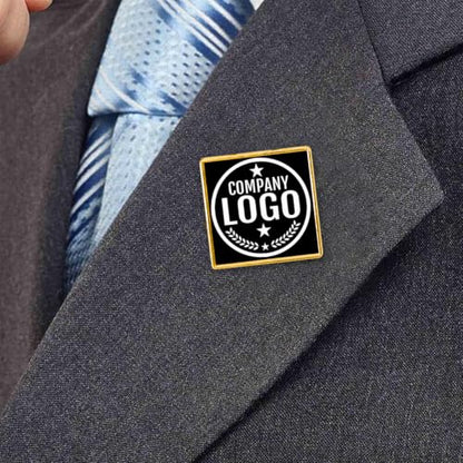 Custom Lapel Pins With Logo - Custom Pins Customized Buttons for men Customized Pin Bulk - color: Square-Gold