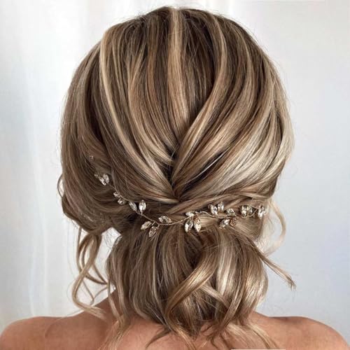 Asooll Wedding Hair Accessories Silver Bridal Hair Piece Rhinestone Hair Vine for Women