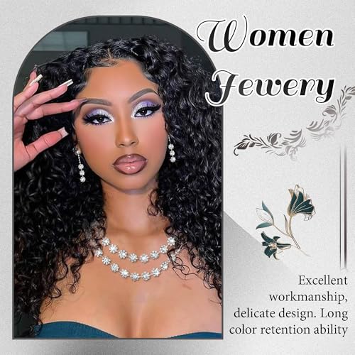 Rhinestone Jewelry Set Crystal Pearl Necklace Bracelet Earrings | Sparkly Necklace Dangle Earrings,Wedding Prom Formal Costume Jewelry Sets for Women - color: Silver7