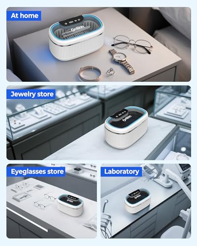 35W Ultrasonic Jewelry Cleaner, 45KHz Retainer Cleaner for Jewelry, 5 Timer & 3 Power Modes, Eyeglasses, Rings, Watch Strap, Dentures - 20oz, 304 Stainless Steel Tank, Quiet <38dB (White) - color: White