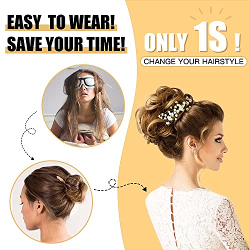 HMD Tousled Updo Messy Bun Hair Piece for Women Synthetic Hair Extension | Messy Bun Hair Piece with Elastic Scrunchie Synthetic Tousled Updos Ponytail Hairstyles for Daily Wear - color: Darkest Brown