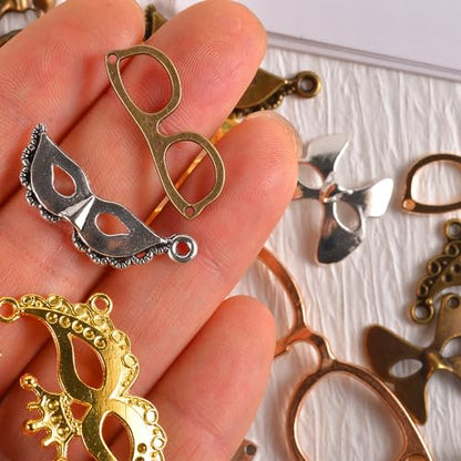 stino 100 G Mixed Style Metal Charms for Jewelry Making, Bulk Silver & Gold Plated, for Bracelet, Necklace, Earrings DIY Crafts - style: Masquerade Mask
