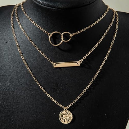 Layered Gold Necklace for Women Double Layer Snake Chain Necklace Set Jewelry Gift - color: Gold Stacked Necklace