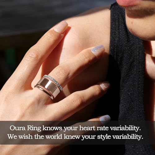 2 Pack 14K Gold Plated Stackable Rings Compatible with Oura Ring 5/Gen 4/Gen 3, Cubic Zirconia Simulated Diamond Stacking Rings Eternity Bands for Smart Ring (RoseGold, 6)