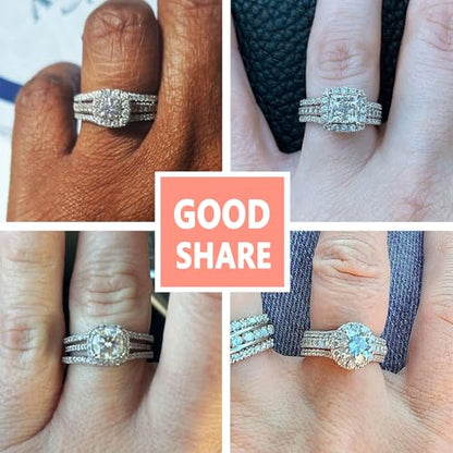 SHELOVES Curved Ring Guard Enhancer Cubic Zirconia Stack Wrap for Engagement Ring White Gold Plated 5-10