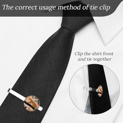 Tie Clip for Men, Tie Bar Cufflinks Set, Copper Necktie Clip And Shirt Cuff Links for Business Wedding Gift - color: Jungle Leopard