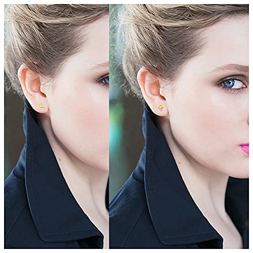 MJust 18 Pairs Earrings Set – Flat Back Stud Hypoallergenic 20G Steel stud | 18 Pairs Flat Back Earrings Set – Hypoallergenic 316L Steel Studs for Cartilage & Lobe Piercings - color: Golden
