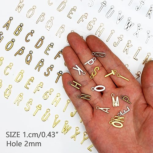 stino 200Pcs A-Z Metal Letter Charms for Jewelry Making, Capital Alphabet Initial Charms - color: 104PCs Letters Mixed Color