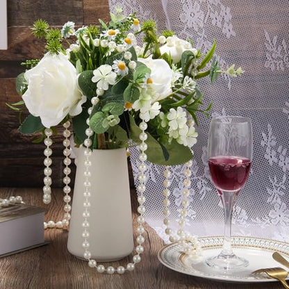 Pearls String Beads 33 Feet Faux Pearls Roll for Crafting Christmas Tree | 10mm Ivory Beaded Garland Flowers DIY Wedding Party Centerpiece Party Jewelry Decoration - size: 10mm/10.1m