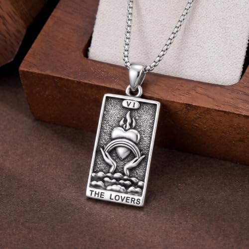 YAFEINI Cat Tarot Necklace 925 Sterling Silver Cat Tarot Pendant Necklace Jewelry Gifts for Women - style: Tarot