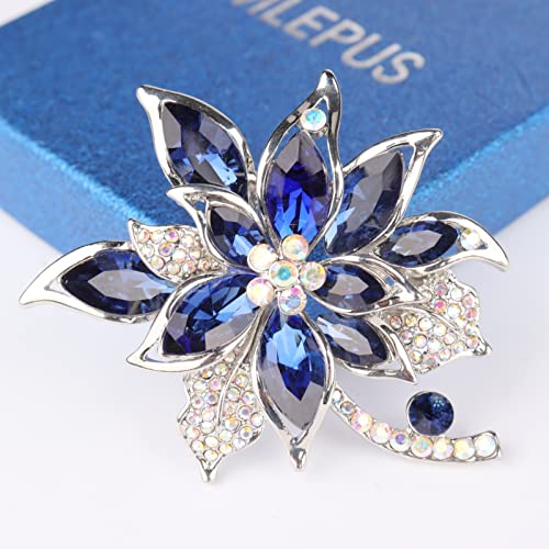 Lavender flower brooch crystal rhinestone tulip brooch elegant accessories jewelry women brooches and pins fashion jewelry wedding flowers lapel pin - color: Blue