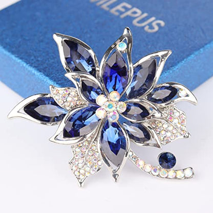 Lavender flower brooch crystal rhinestone tulip brooch elegant accessories jewelry women brooches and pins fashion jewelry wedding flowers lapel pin - color: Blue