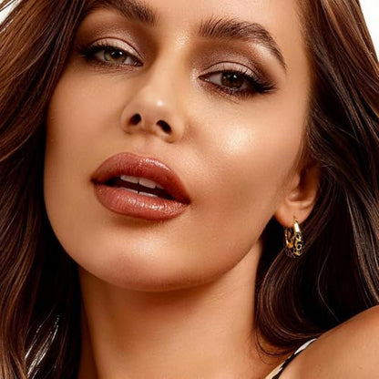 14K Gold Plated Dangle Hoop Earrings for Women | Bridal Small Dangle Gold Earrings Cubic Zirconia Huggie Drop Trendy Fashion Leopard Print Women's Jewelry - color: Gold-B