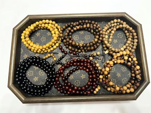 Handmade Mala Beads Bracelet 108 8mm Prayer Meditation Bracelet Sandalwood Elastic, Buddhist Beads, Prayer Mala Necklace for Men and Women Gifts - color: Gourd Black