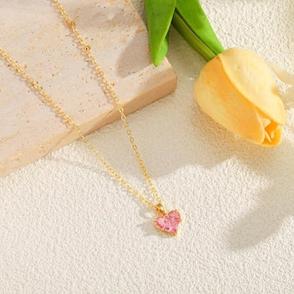 Starain Heart Necklaces for Women Dainty Cubic Zirconia Love Heart Pendant Necklace 18K Gold Plated Chain Trendy Stuff Jewelry - color: I Gold Heart Necklace