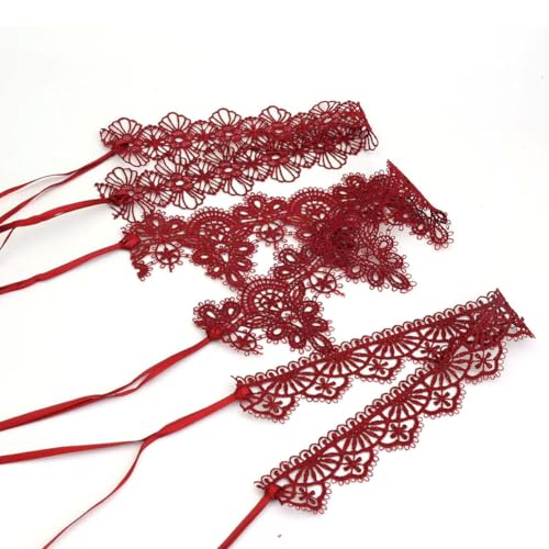 Pink Lace Choker Necklace Set, 10 Pieces - color: Red-3