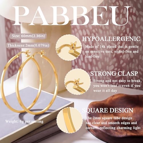 925 Sterling Silver Hoop Earrings Silver Hoops Earring Large Hoop Earrings | Jewelry for Her Gift Large Silver Hoop Earrings Hypoallergenic Thin Hoop Earring for Women Sensitive Ears 20/30/40/50/60/70mm - color: 60mm Gold