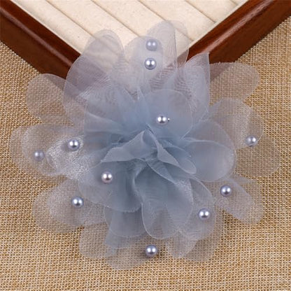 13cm/5in Beaded Mesh Flower Brooch Pin for Women Girls Dainty Round Shell Pearl Ball Beads Camellia Peony Flowers Brooches Lapel Hair Pins Elegant Wedding Anniversary Accessories Jewelry - color: Blue