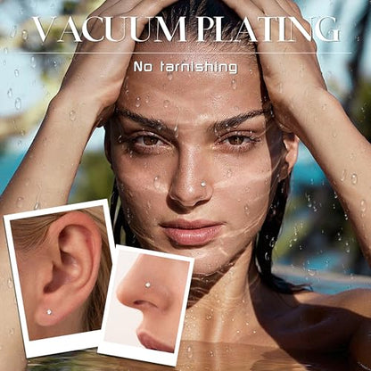 Jstyle 18G 20G Nose Rings Stud for Women Men Silver/Gold Nose Studs 8Pcs | Hypoallergenic 316L Stainless Steel Nose Rings for Sensitive Skin, 1.5/2/2.5/3MM Cubic Zirconia Nose Piercing Jewelry - color: Silver Plated-20G