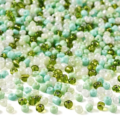0.22lb 4mm Random Glass Seed Beads 6/0 Mix Rondelle Crystal Pony Beads Bulk Green Seed Bead Kit for Crafts DIY Friendship Bracelets Saint Patricks Day Necklace Jewelry Making Supplies - color: Random Green