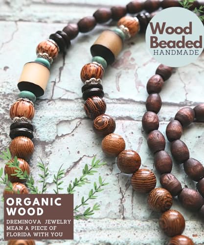 Bohemian Beaded Necklace for Women Long Boho Pendant Wood Mala Beads Wooden Strand Tassel Stone Bohemian Necklaces for Women Jewelry - style: Good Luck Fish