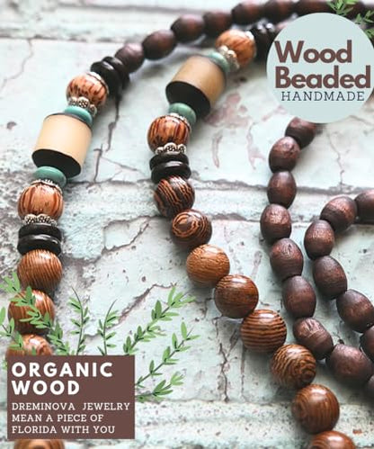 Bohemian Beaded Necklace for Women Long Boho Pendant Wood Mala Beads Wooden Strand Tassel Stone Bohemian Necklaces for Women Jewelry - style: Good Luck Fish