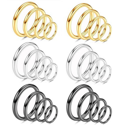 Nose Rings 20G 18G 16G 316L Surgical Steel Hinged Clicker Segment Nose Hoop Helix Cartilage Daith Tragus Sleeper Earrings Body Lip Piercing Jewelry for Women Men 6mm 7mm 8mm 10mm 12mm - style: 19:Silver+Gold+Black-18G*6/8/10/12mm(24pcs)
