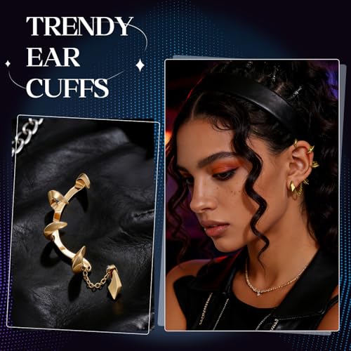 Gothic Stainless Steel Ear Cuffs Non Piercing Cartilage Clip On | Punk Emo Y2k Alt Goth Style,Men Women,Silver Fake Earring,Hypoallergenic Adjustable,Jewelry Gift,Edgy design - color: A1-Dragon Claw 1 Gold