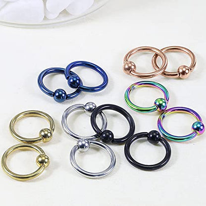 12G Septum Rings Ear Gauges Earrings Hoops Eyebrow Piercings lip Rings Hoop 316L Surgical Steel Cartilage Helix Tragus Rook Daith Earrings Piercing Jewelry for Women Men 10mm 12mm 14mm 16mm - style: 12G 10MM Mix Color