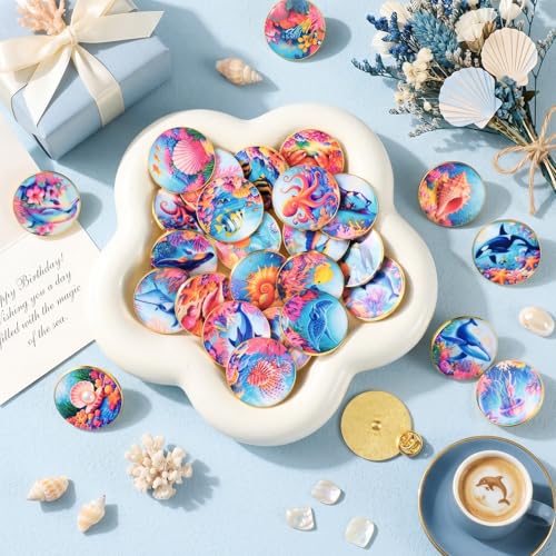 30/60 Pcs Cute Enamel Pins Bulk Plant Flower Animal Halloween Gothic Fall Pumpkin Cartoon Lapel Pin Brooches Jewelry Gift for Backpack Clothes Hats Accessories - style: Ocean