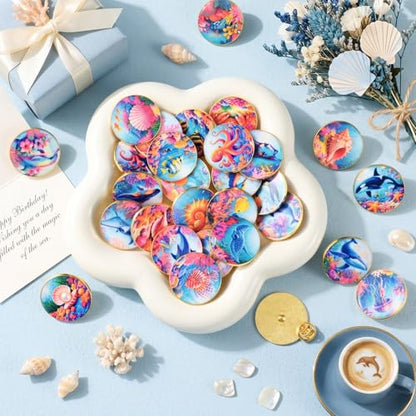 30/60 Pcs Cute Enamel Pins Bulk Plant Flower Animal Halloween Gothic Fall Pumpkin Cartoon Lapel Pin Brooches Jewelry Gift for Backpack Clothes Hats Accessories - style: Ocean