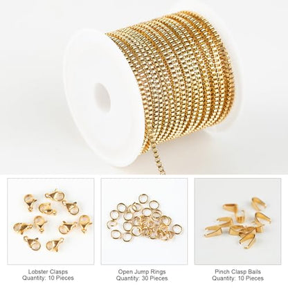Kyutong 16.4 Feet Gold Stainless Steel Chains for Jewelry Making | Craft Chain Link Roll Gold Plated Chain Necklace DIY Bracelet Ankle Making Finding Jewelry Supplies - color: Gold-7