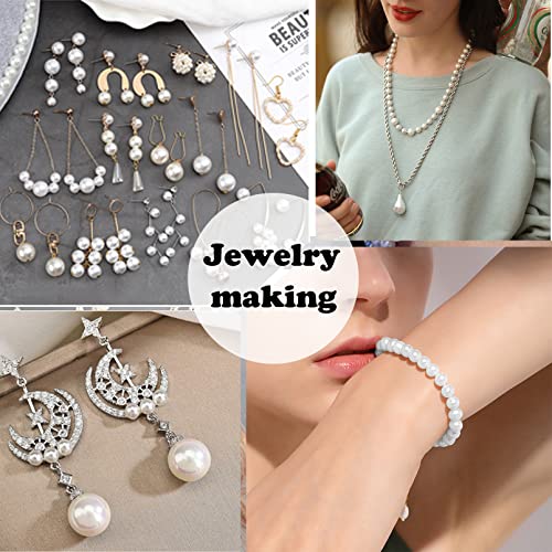 1500pcs Pearl Beads for Jewelry Making, 4mm 6mm 8mm 10mm Round Loose Pearls Beads with Hole, Bracelet Pearls for Crafts, White Pearls for Jewelry Making - size: 4/6/8/10mm
