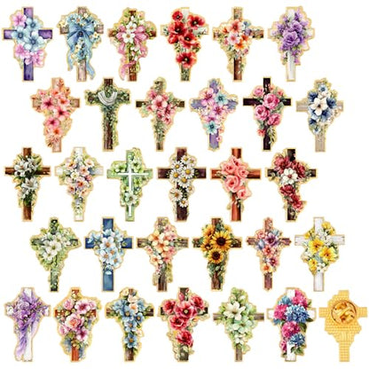 30/60 Pcs Cute Enamel Pins Bulk Plant Flower Animal Halloween Gothic Fall Pumpkin Cartoon Lapel Pin Brooches Jewelry Gift for Backpack Clothes Hats Accessories - style: Easter