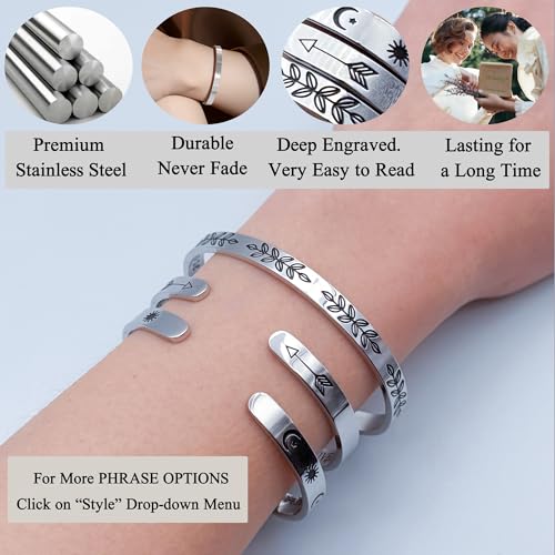 Dczosily Inspirational Bracelets for Women Stainless Steel Cuff Bracelet Engraved Jewelry Motivational Bangles Personalized Gifts for Best Friend/Mom - style: Mom-10mm-You're more Beautiful than you know, more Talented....more Loved than you can imagine