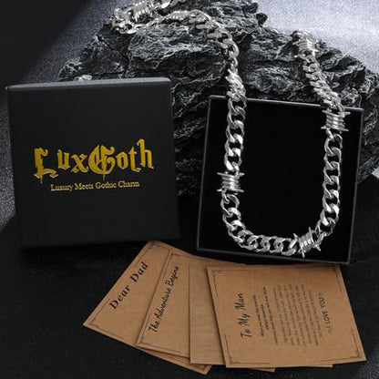 Stainless Steel Gothic Y2K Punk Rock Emo Biker Pendant Necklace | Cosplay Vintage Viking Alt Edgy Fashion Charm Necklace Jewelry for Men Women Active Daily Wear - style: Chunky Barbed Wire