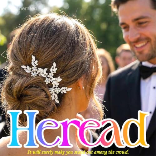 HEREAD Pearl Wedding Hair Pins Accessories for Women(Pack of 3) | Silver and Gold and Rose Gold Leaf Bridal Hair Clip Silver Rhinestone Pieces for Brides - color: B Silver