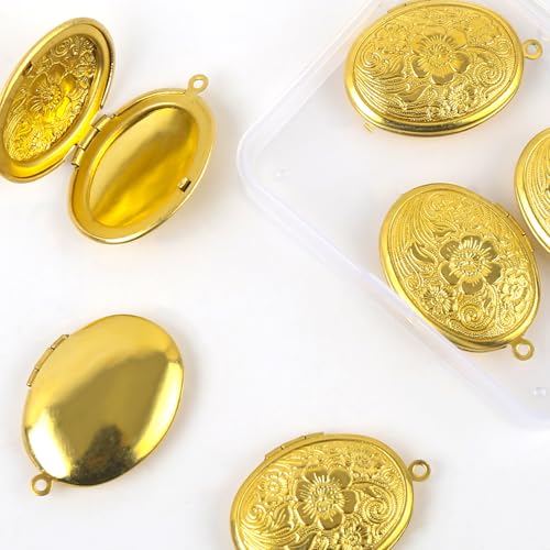 6 Pcs Locket Charms Stainless Steel Heart Photo Frame Charms Pendants with Loop for Jewelry Making