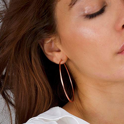 M MOOHAM Hoop Earrings for Women, Hypoallergenic 14K Gold Plated Earrings | Gold Plated Hoop Earrings Set for Sensitive Ears, Earring Stack for Women Trendy, Jewelry Gifts Lightweight 13-60mm - color: 2pcs-30mm-Rose gold plated
