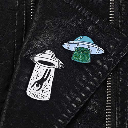 Premium Handmade Enamel Lapel Pin Brooch Badge - color: [UFO] Finally Took Me, size: 1 Pin