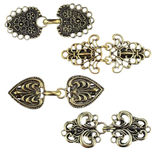 Molain 4Pcs Vintage Sweater Swirl Clip, Cape Cloak Clasps Retro Cardigan Shawl Collar Clips Dress Shirt Brooch Button Clip for Women(Bronze)