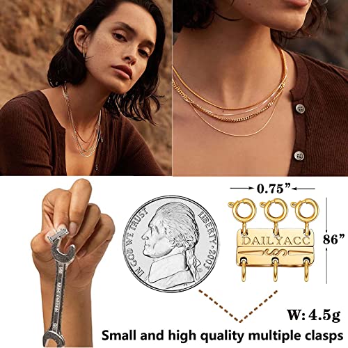 Dailyacc Layering Magnetic Necklace Clasp,18 K Gold and Silver Separator for Stackable Necklaces - color: 1PCS - 3 Gold