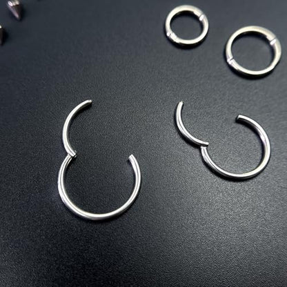 16G Hinged Clicker Segment Septum Rings Stainless Steel CZ Septum Jewelry Horseshoe Nose Lip Ring with Replacement Balls 3mm Cartilage Helix Tragus Earrings Daith Piercing Jewelry 6/8/10/12mm - style: 16S