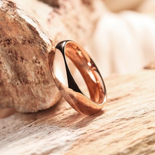 King Will Men's Women's Tungsten Carbide Ring 24k Gold Plated Rose Gold Plated Domed Polished Finish Wedding Band | Gold/Rose Gold, 1.5mm/2mm/4mm/6mm/8mm, Polished, Everyday Wear - color: Rose Gold 6mm