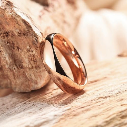 King Will Men's Women's Tungsten Carbide Ring 24k Gold Plated Rose Gold Plated Domed Polished Finish Wedding Band | Gold/Rose Gold, 1.5mm/2mm/4mm/6mm/8mm, Polished, Everyday Wear - color: Rose Gold 6mm
